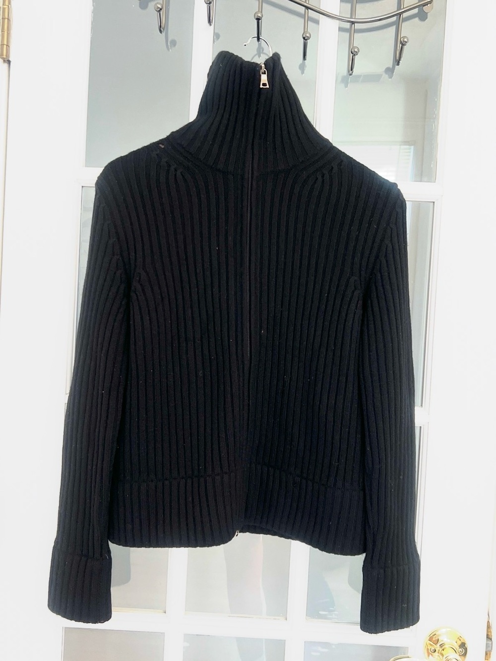 BANANA REPUBLIC Cashmere Men’s Vintage Y2K Ribbed Knit Full Zip Sweater Size L